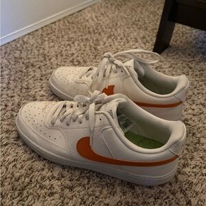 Nike White and Orange Men's Sneakers